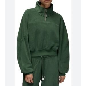 Jordan Flight Fleece Terry Green 1/4 Zip Pullover Womens Sweater Sz M - NEW